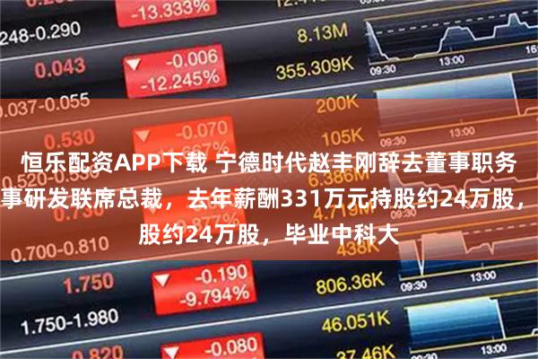 恒乐配资APP下载 宁德时代赵丰刚辞去董事职务：仍担任董事研发联席总裁，去年薪酬331万元持股约24万股，毕业中科大